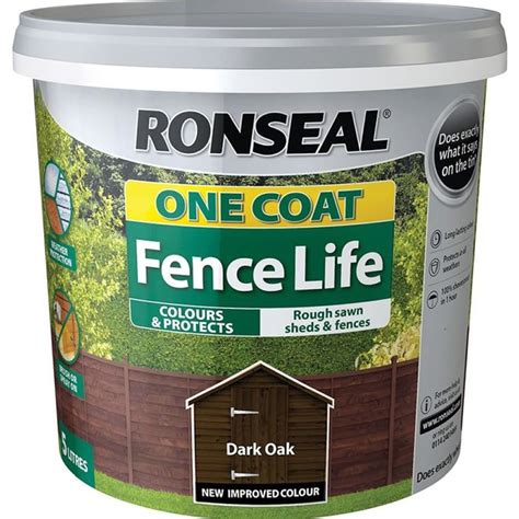 ronseal one coat fence life dark oak 12 litre